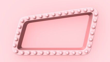 Pink frame light border retro advertising sign. 3d rendering