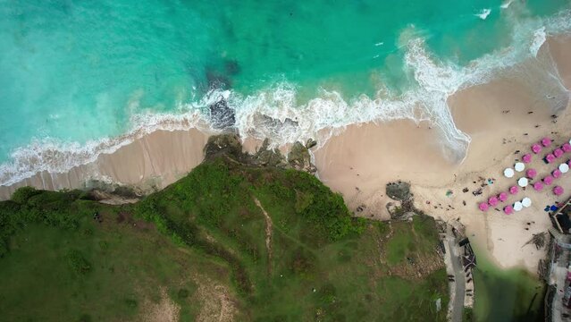Bali Indonesia beach dreamland padang padang ubus nusa dua drone aerial shot birds eye view landscape nature coastline shore tourist travel tropical monkey beach 