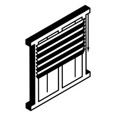 Modern Office Window Vector isometric Design, Interior design Symbol, Home Office decoration Sign, Residential and Commercial Decor Elements stock illustration, Blind Window or Roller Shutter Concept
