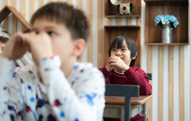 Obraz premium A group of students from an international school that promotes creativity