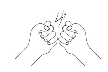 people hands fist fight angry line art