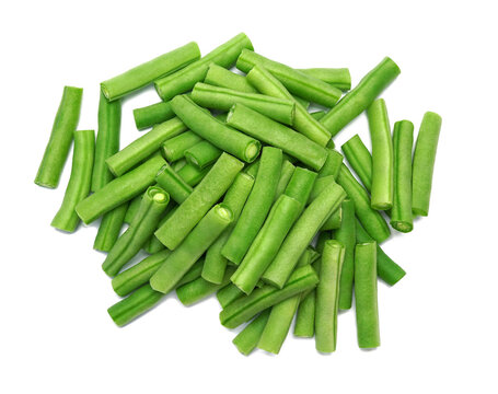 Bunch of fresh green beans cut isolated on transparent background with PNG.