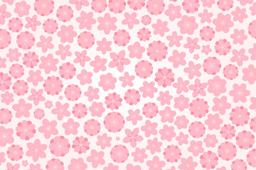 Spring blossoms, blooms, pink flowers on white background, backdrop. Flat style vector illustration. Abstract geometric design. Concept for seasonal promotion, sale, advertising, poster, banner, card