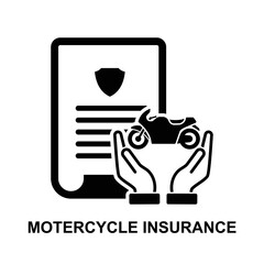 Motorcycle insurance icon. motorbike protection in case of road accident isolated on white background vector illustration.