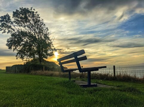 bench at sunrise