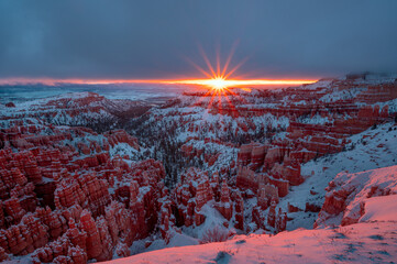 The Glow of Winter Sunrise at Bryce Canyon