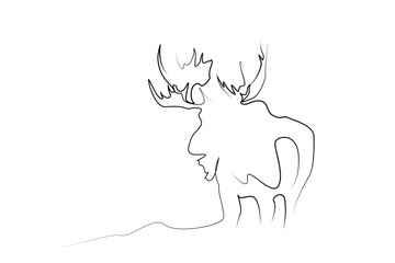 deer animal  wildlife line art drawing concept