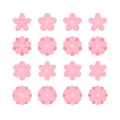 Sakura, cherry, plum, apricot, peach, apple blossoms, flowers, floral design elements collection, clipart set, isolated on white. Flat style vector illustration. Spring promotion sale advertising