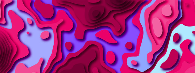 Abstract multicolor papercut design background with overlap layer, 3D papercut background Abstract paper cut slime background. Banner with 3D abstract background with multi color paper cut waves.	