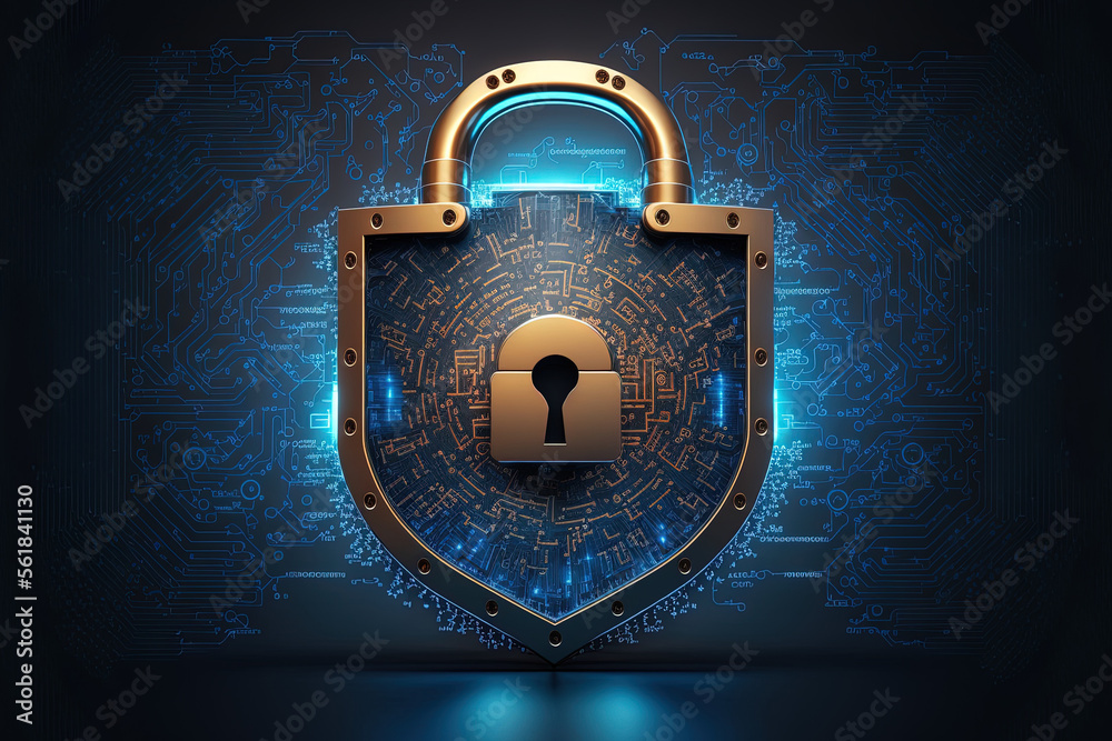 Poster cybersecurity as a concept, as well as login and password security, information security, and encryp