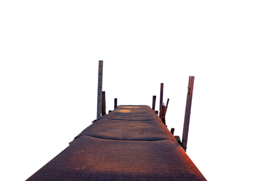 Ponton de pêche en bois sur un fond transparent sans personne. - Powered by Adobe