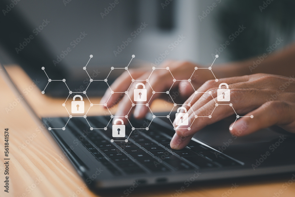 Poster network's security from hacker attacks and save confidential data. Internet security and a personal data protection concept