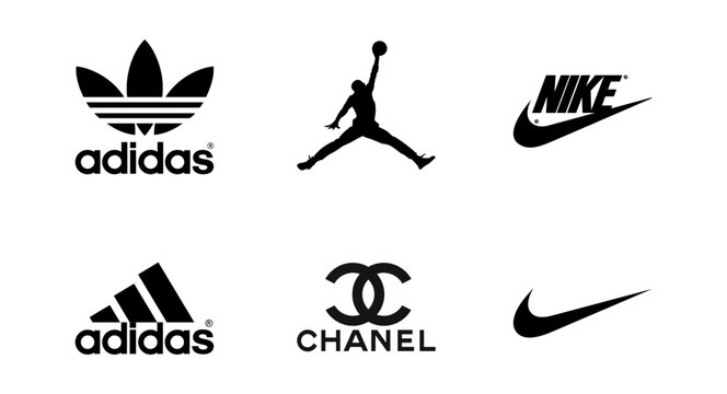 Chanel, Nike, Air Jordan, Nike, Adidas Originals, logo set, Vector  editorial illustration. Stock Vector | Adobe Stock