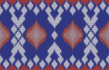 Geometric, Ethnic oriental ikat seamless pattern traditional design for background, carpet wallpaper, clothing,wrapping,batik,fabric ,vector illustration,embroidery style