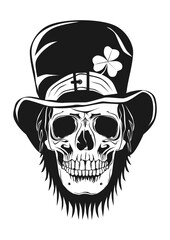 St Patrick's Day Leprechaun skull. Easy to use vector design.