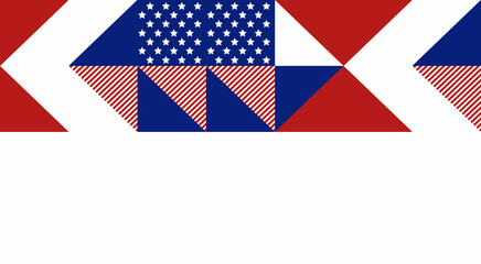 Obraz premium Abstract pattern, background of geometric shapes with space for text. USA colors. Happy President's Day. Template for background, invitations, greetings, web.