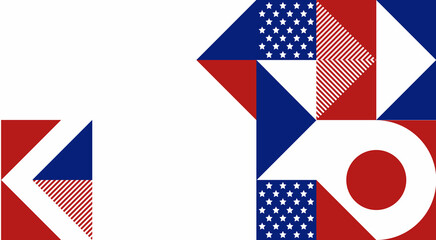 Obraz premium Abstract pattern, background of geometric shapes with space for text. USA colors. Happy President's Day. Template for background, invitations, greetings, web.