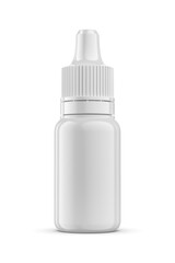 Blank white medicine plastic dropper bottle isolated on white. 3D rendering.