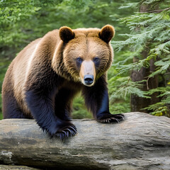 Fototapeta premium Beauty of a Bear in its Natural Habitat: River and Fur Details