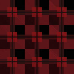 Seamless tartan plaid pattern in red and black tone.