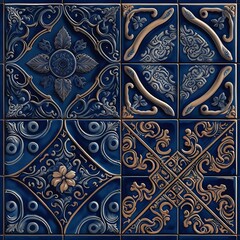 Talaverna tiles indigo glaze created with AI