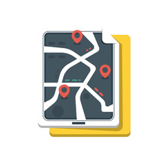 Location navigation applications on isolated background, Vector illustration.