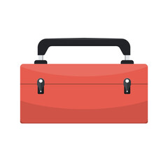 Red metal box for carrying tools on isolated background, Vector illustration.