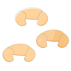 Set with differen kind French croissants on a white background. Line art background with editable stroke. Website banner for a bakery or pastry shop.