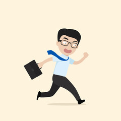 Business vector illustrations. Businessman running with briefcase