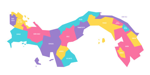 Panama political map of administrative divisions - provinces. Colorful vector map with labels.