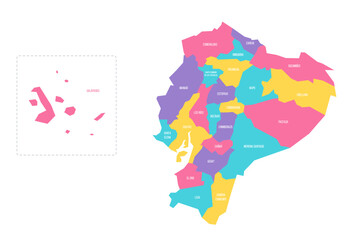 Obraz premium Ecuador political map of administrative divisions - provinces. Colorful vector map with labels.