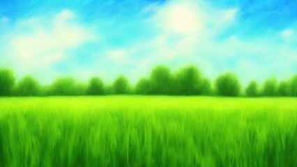 Fototapeta na wymiar Artwork of grassy summer field.