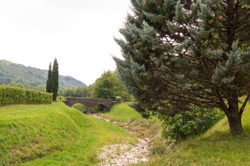 old bridge in italian vineyards 