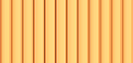 Vector yellow wood planks texture. Plastic vertical siding seamless pattern. Metal urban fence background. Flooring tile shape, top view. Parquet hardwood plank. Striped natural lining material