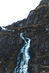 Waterfall falling from the mountain