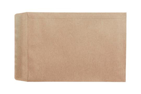 Brown envelope isolated on transparent background PNG file.