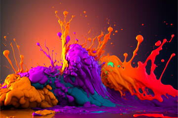 Plakat Colorful Liquid Splash Generative AI