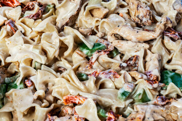 Chicken alfredo up close macro