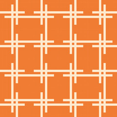 seamless orange victorian geometric pattern with white mosaic ornament