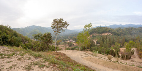 Fototapeta na wymiar Viewpoints in Suan Phueng District Ratchaburi Province, Thailand.