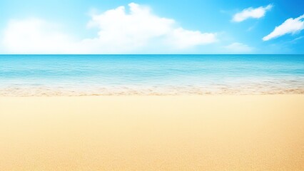 Fototapeta na wymiar Tropical sand beach and blue sky with white clouds.