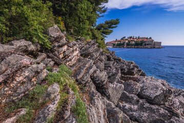 Sveti Stefan islet on the Adriatic shore in Montenegro