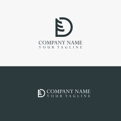D letter Pine Forest Tree logo vector template icon with line style.