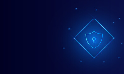 Fototapeta premium Cyber security technology concept , Shield With Keyhole icon with world map background , personal data , vector illustration. 