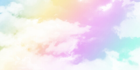 Picturesque view of pastel sky with fluffy clouds. Soft cloud and sky with pastel gradient color for background backdrop
