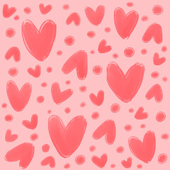 Cute sweet pink hearts as adorable lovely gentle girly pretty romantic seamless pattern background backdrop wallpaper, illustration of love for Valentine's Day