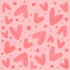Cute sweet pink hearts as retro vintage girly lovely adorable romantic seamless pattern background backdrop wallpaper, illustration of love for Valentine's Day