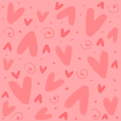 Cute sweet pink hearts as girly lovely romantic seamless pattern background backdrop wallpaper, illustration of love for Valentine's Day