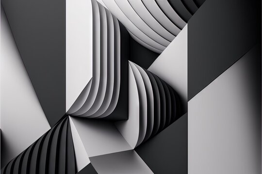  a black and white abstract background with a curved design on it's side and a white and black background with a curved design on the side of the wall and the other side of the. generative ai