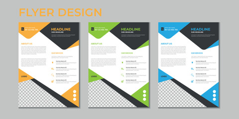 Business flyer, cover layout, annual report, presentation, brochure, poster, flyer in A4 with colorful geometric shapes, gradient color with mockup and background